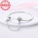 1 piece genuine S925 sterling silver elegant fashion style heart-shaped key connected lock bottom zircon bracelet pendant women' - Image 6