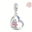 Exquisite 925 Sterling Silver Pink Mother and Daughter Hugging Pendant Suitable for Bracelet Women's Daily Jewellery Accessories : 3 – 5 Days Free Delivery Only UK