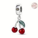 925 Sterling Silver Bright Red Cherry Pendant Jewelry, Suitable for Bracelet Necklace, Women's Daily Casual Fruit DIY Jewellery : 3 – 5 Days Free Delivery Only UK - Image 2