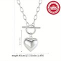 Vintage 925 sterling silver heart necklace with OT clasp, stylish and simple clavicle chain, silver necklace: 3 – 5 Days Free Delivery Only UK - Image 3