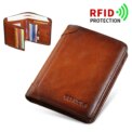 Mens bifold Wallet Genuine Cow Leather RFID Card Holders Cowhide Zip Coin Pocket wallets for men: 3 - 5 Days Free Delivery Only UK - Image 5