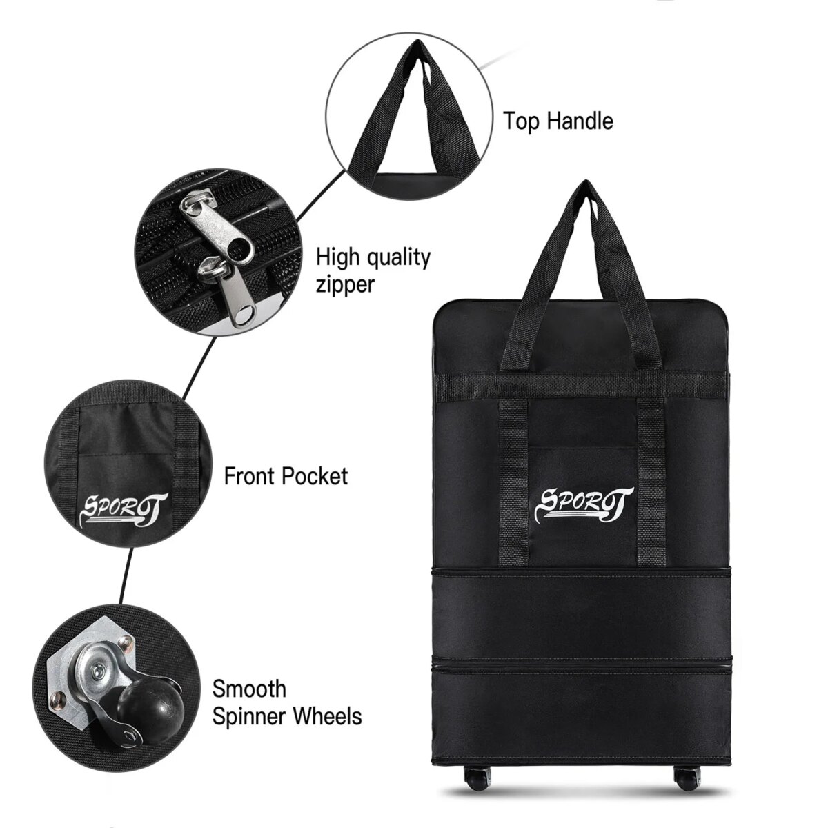 Expandable Foldable Suitcase Collapsible Rolling Travel Luggage Bag for Men Women collapsible suitcase : 3 - 5 Days Free Delivery Only UK - Image 2