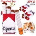 Cigarettes Dog Toy Imitation Cigar Chew Toy Interactive Plush Dog Chew Toy Funny Stuffed Dog Toys Novelty for Chewing Teething