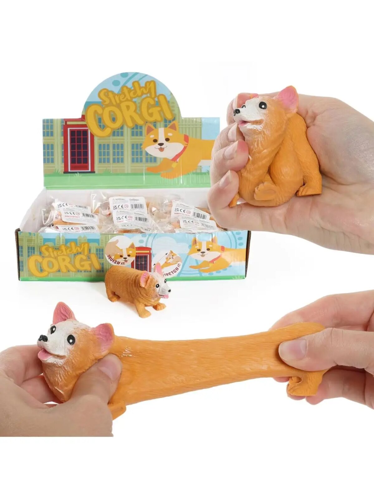 Pack of 3 Stretchy Corgi Toy - Squishy Toy Corgi Dog - Kids Squishy Fun Christmas Stocking Filler Childs Party Bag Fidget Toy: 3 - 5 Days Free Delivery Only UK - Image 1