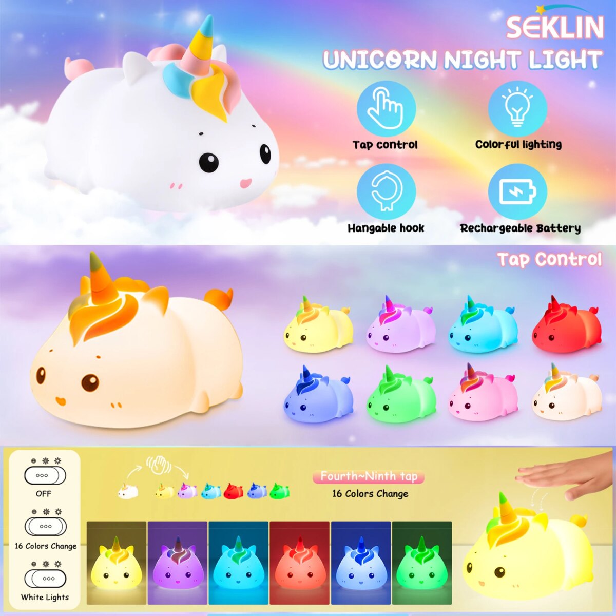 Creative Cartoon Silicone Toy Luminous Soft Touch Pat Dimming Hangable for Birthday Gift: 3 - 5 Days Free Delivery Only UK - Image 3