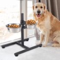 Voltsify Adjustable Height Double-Bowl Pet Feeder with Stainless Steel Bowls & Secure Locking Clip: 3 - 5 Days Free Delivery Only UK