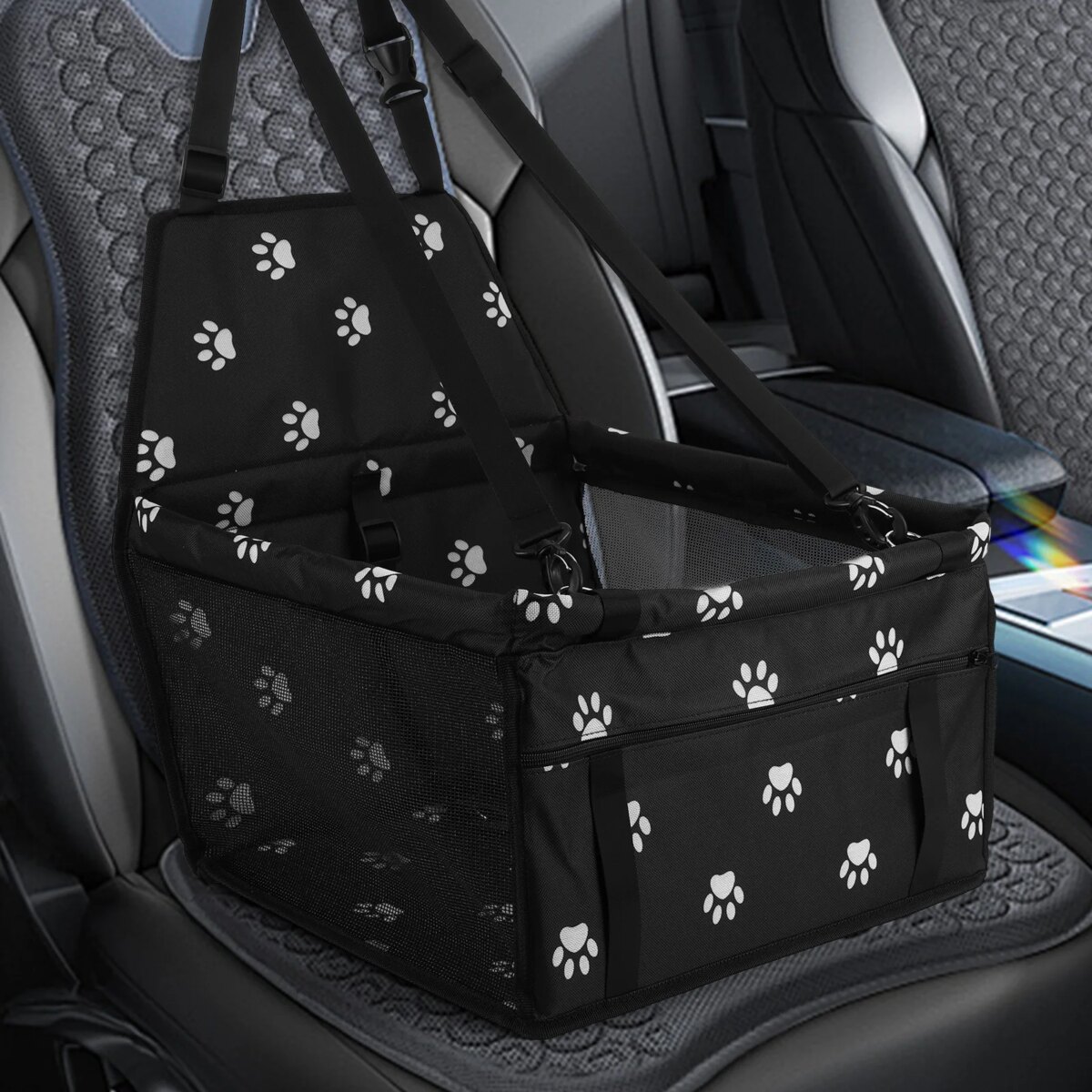 Dog Car Seat Dog Booster Car Seat with Safety Belt Folding Pet Car Seat Breathable Puppy Travel Carrier for Outdoor Travel: 3 - 5 Days Free Delivery Only UK - Image 3