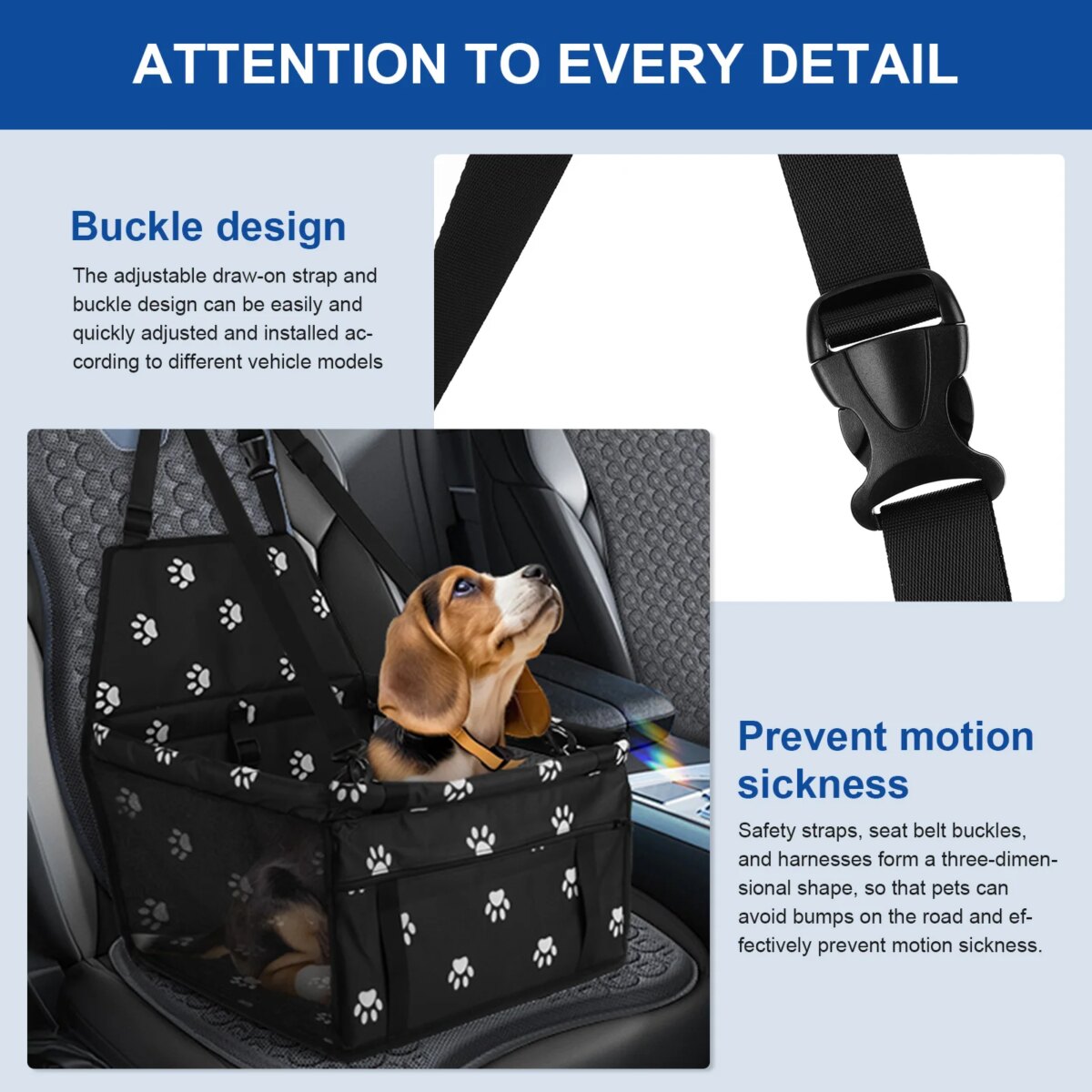 Dog Car Seat Dog Booster Car Seat with Safety Belt Folding Pet Car Seat Breathable Puppy Travel Carrier for Outdoor Travel: 3 - 5 Days Free Delivery Only UK - Image 4