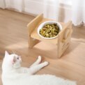 Tieker Bamboo Base Pet Feeder Ceramic Pet Bowl for Small Pets Elevated Feeding Bowl Cat and Dog Supplies: 3 - 5 Days Free Delivery Only UK