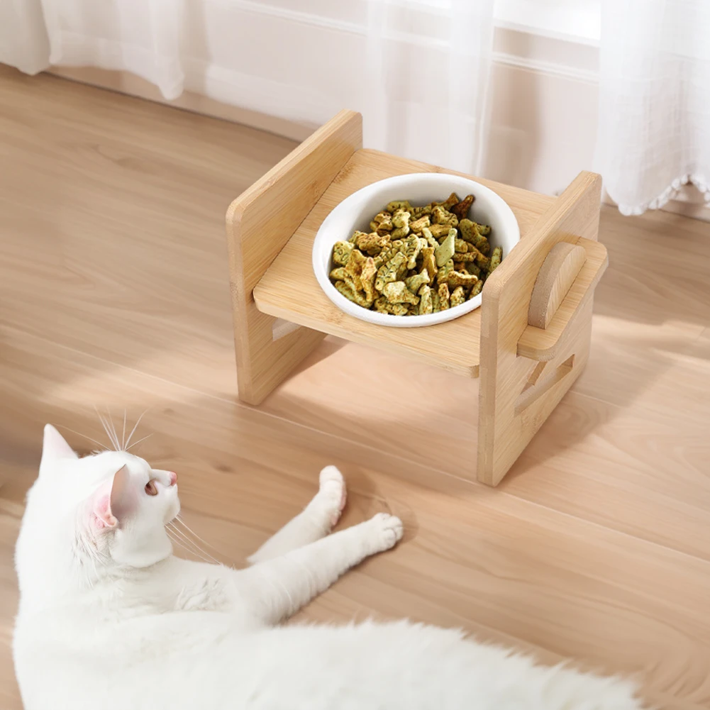140979-ee7okp.jpg Tieker Bamboo Base Pet Feeder Ceramic Pet Bowl for Small Pets Elevated Feeding Bowl Cat and Dog Supplies: 3 - 5 Days Free Delivery Only UK - Image 1