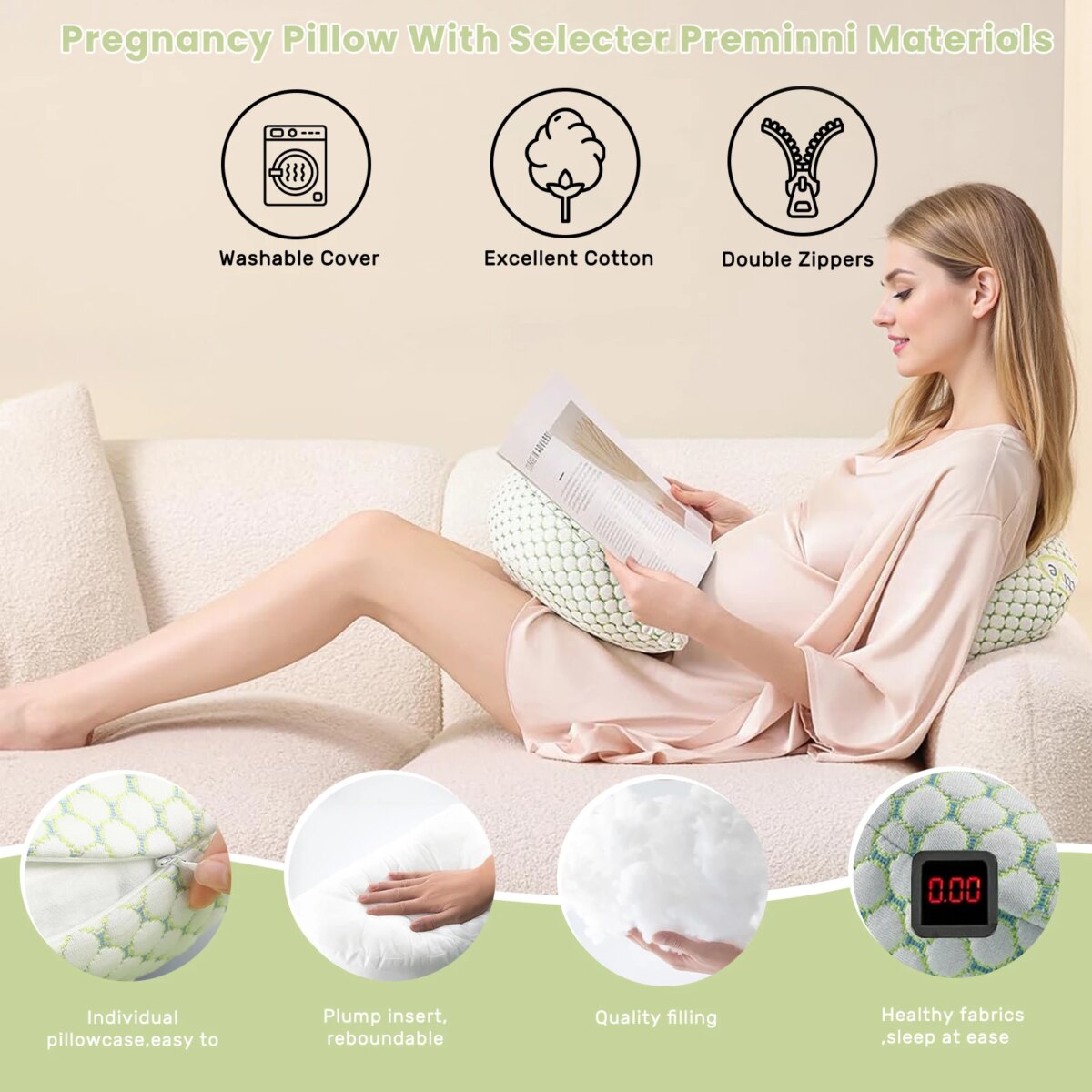 Pregnancy Pillow for Pregnant Women,Soft Pregnancy Body Pillow,Support for Back, Hips, Legs,Maternity Pillow: 3 - 5 Days Free Delivery Only UK - Image 5