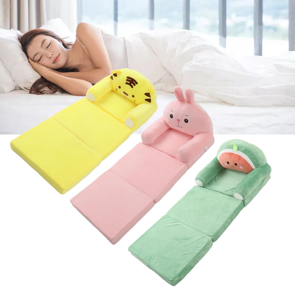 Children Foldable Sofa Bed Comfortable Wide Armrest 2 in 1 Washable Cartoon Foldable Kids Sofa for Living Room: 3 - 5 Days Free Delivery UK - Image 2