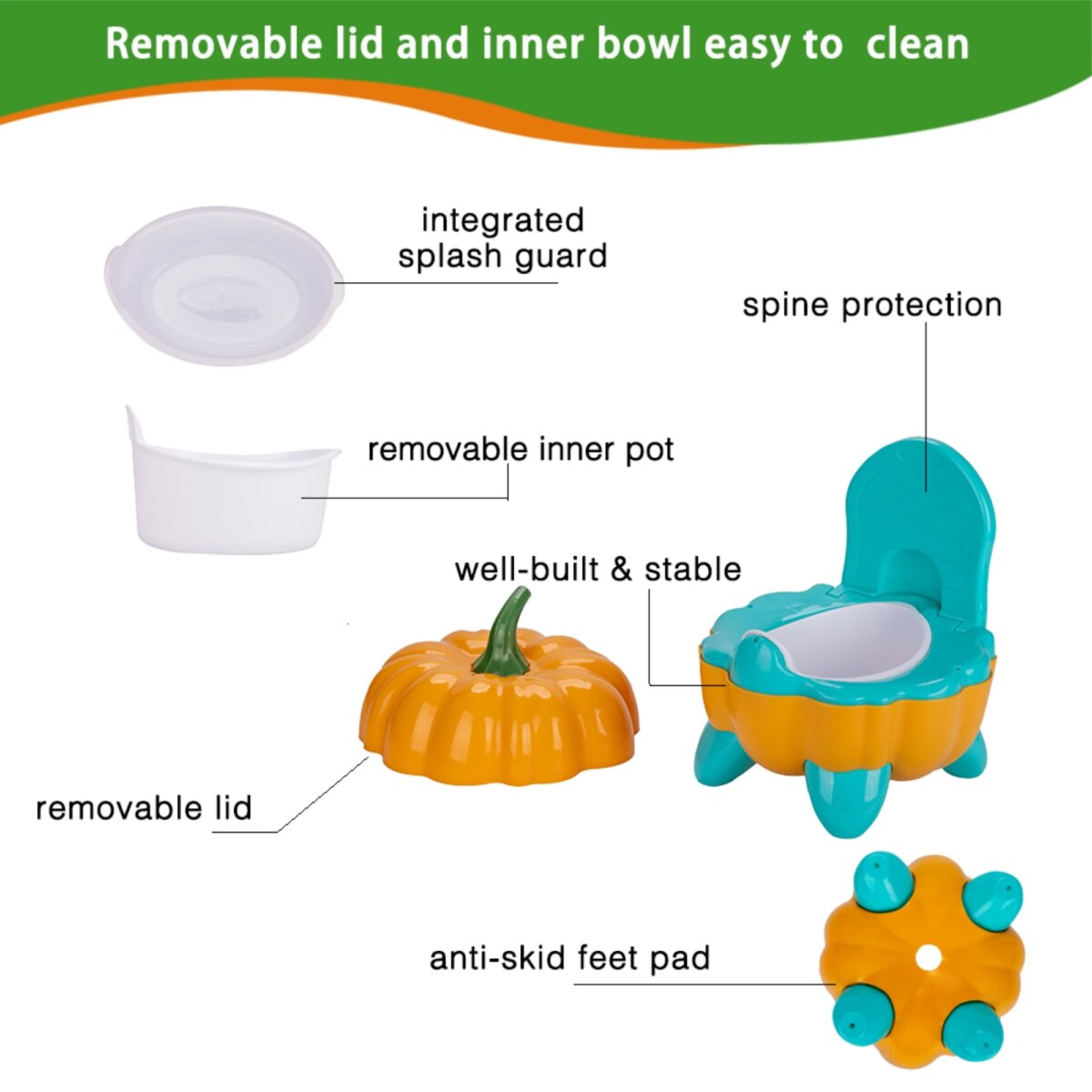 Pumpkin Shaped Training Toilet seat with Splash Guard for Baby Potty | Lightweight and Portable Training seat for Potty: 3 - 5 Days Free Delivery UK - Image 5