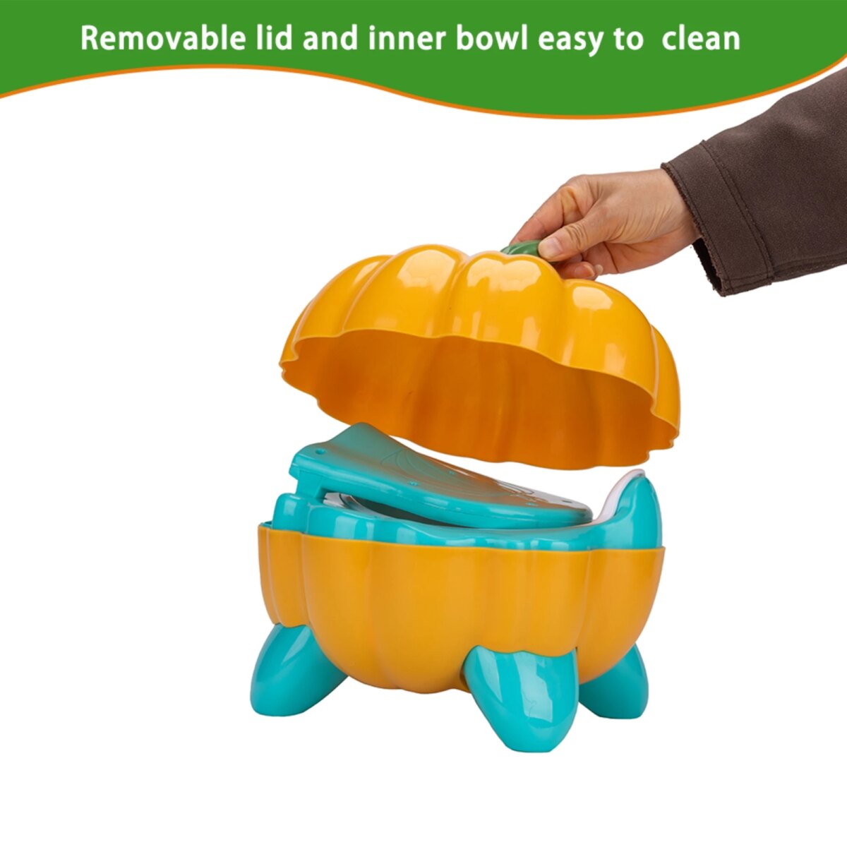 Pumpkin Shaped Training Toilet seat with Splash Guard for Baby Potty | Lightweight and Portable Training seat for Potty: 3 - 5 Days Free Delivery UK - Image 4