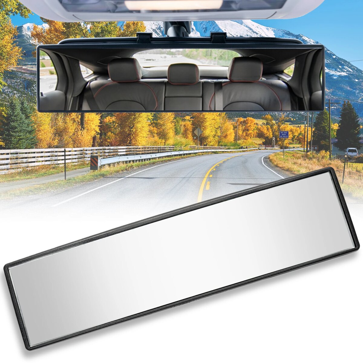 Car Rear Mirror Wide-angle Rearview Mirror 300mm 12" 270mm 11.6"Wide Convex Curve Panoramic Interior Rear View Anti-glare Mirror: 3 - 5 Days Free Delivery Only UK - Image 1