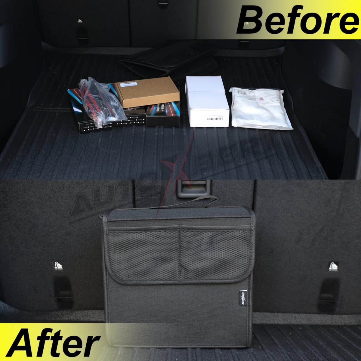 Car Trunk Organizer Felt Boot Organiser Storage Bag Box Portable Handbag Cargo Tool Holder Mesh Net Pocket Collapsible Universal - Image 4