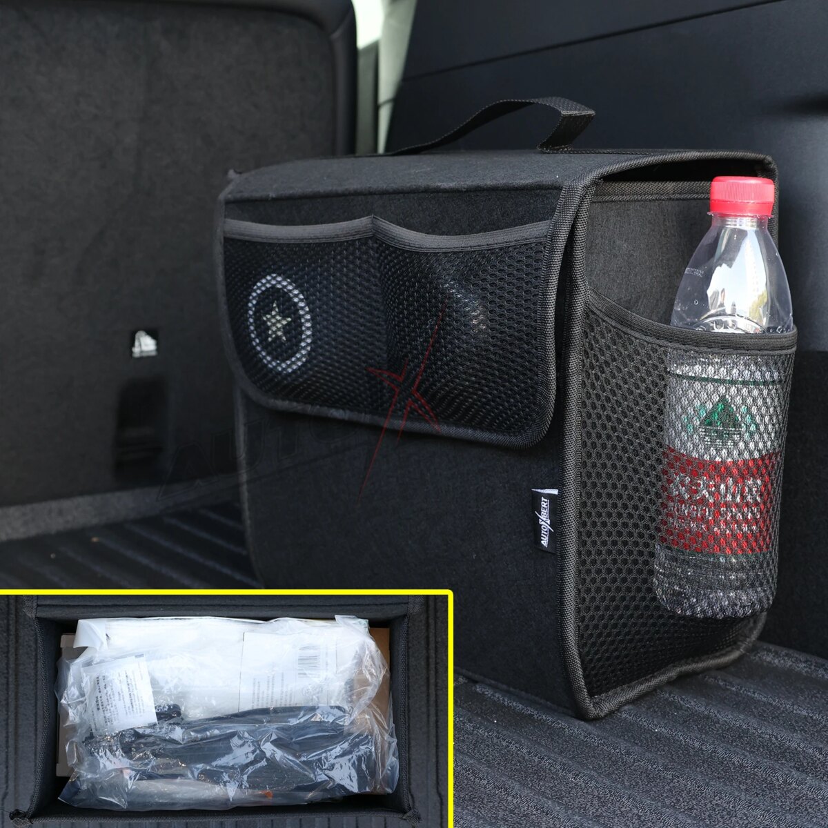 Car Trunk Organizer Felt Boot Organiser Storage Bag Box Portable Handbag Cargo Tool Holder Mesh Net Pocket Collapsible Universal - Image 2