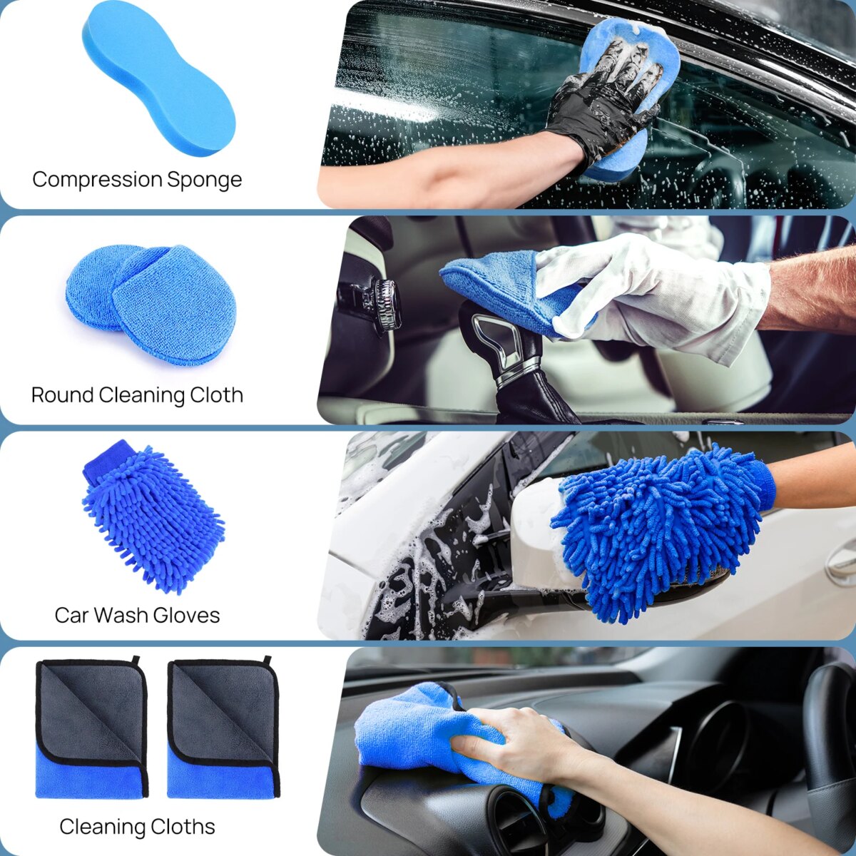 BRIEFNESS 29pcs Car Cleaning Kit Wheels/Interior/Exterior/Leather/Dashboard/Vent Car Beauty Tools, Car Care Cleaning Kit: 3 - 5 Days Free Delivery Only UK - Image 4