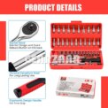 46pcs Metric Socket Set 1/4" Drive Screwdriver Set Ratchet Torx Hex Wrench Bit: 3 - 5 Days Free Delivery Only UK - Image 5