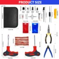 65pc Car Tire Repair Tool Kit Auto Emergency Flat Tire Puncture Plug Needle Nose Pliers Cutter Tyre Nail Tire Pressure Gauge: 3 - 5 Days Free Delivery Only UK - Image 4