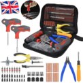 65pc Car Tire Repair Tool Kit Auto Emergency Flat Tire Puncture Plug Needle Nose Pliers Cutter Tyre Nail Tire Pressure Gauge: 3 - 5 Days Free Delivery Only UK