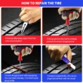 65pc Car Tire Repair Tool Kit Auto Emergency Flat Tire Puncture Plug Needle Nose Pliers Cutter Tyre Nail Tire Pressure Gauge: 3 - 5 Days Free Delivery Only UK - Image 6
