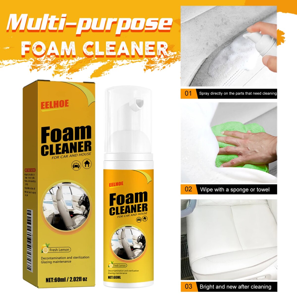 30ML Car Steering wheel foam cleaner Interior Leather Foam Cleaner Seat Clean Car Interior Strong Decontamination Automobile: 3 - 5 Days Free Delivery Only UK - Image 6