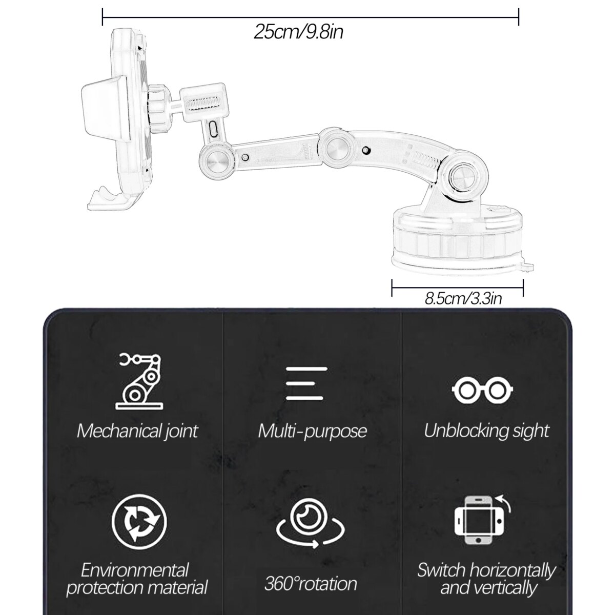 360 Rotation Universal Cell Phone Holder Stand Windscreen Windshield Dashboard Mount Mobile GPS Bracket Support Car Trun: 3 - 5 Days Free Delivery Only UKk Pickup - Image 4