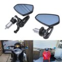 MOTORCYCLE HANDLE BAR END MIRRORS CNC ALUMINUM UNIVERSAL CAFE RACER MOTORBIKE: 3 - 5 Days Free Delivery Only UK - Image 2