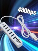 USB 6 Port Extension Hub High Speed Transmission Memory TF Splitter Adapter Plug and Play USB 2.0 for Laptop Computer PC: 3 - 5 Days Free Delivery Only UK - Image 6