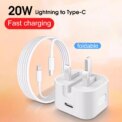 PD 20W Fast 2M Charger Foldable Phone Adapter For iPhone 14 13 12 11 Pro Max 8 7 6 6s Plus Quick Charging Data Cable Accessories: 3 - 5 Days Free Delivery Only UK