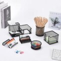 6Pcs Desktop Storage Box Metal Mesh Storage Rack Office Metal Desktop Organizers Pen Holder Set: 3 - 5 Days Free Delivery Only UK