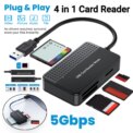 USB 3.0 Type C 4 in 1 Card Reader 5Gbps Memory Smart Card Reader SD TF CF MS Compact Flash Card Adapter 20cm Cable for Laptop: 3 - 5 Days Free Delivery Only UK