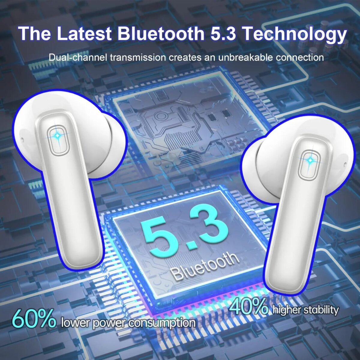 Bluetooth 5.3 Earbuds 40H Playtime, Hi-Fi Sound w/ENC Mic, IPX7 Waterproof, Comfort Fit Wireless Earphones for iOS Android 3 - 5 Days Free Delivery Only UK - Image 5
