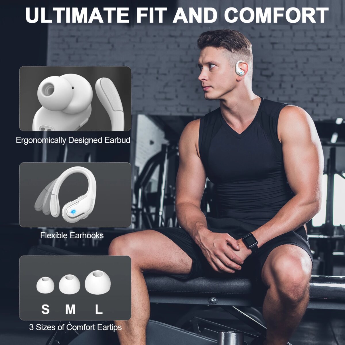 Wireless Earbuds, Bluetooth 5.3 Headphones Sport, Bluetooth Earbuds with ENC Noise Canceling Mic, Bass Stereo Wireless Earphone 3 - 5 Days Free Delivery Only UK - Image 5