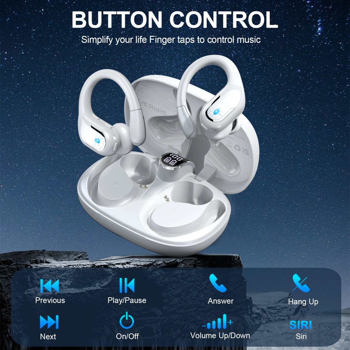 Wireless Earbuds, Bluetooth 5.3 Headphones Sport, Bluetooth Earbuds with ENC Noise Canceling Mic, Bass Stereo Wireless Earphone 3 - 5 Days Free Delivery Only UK - Image 3