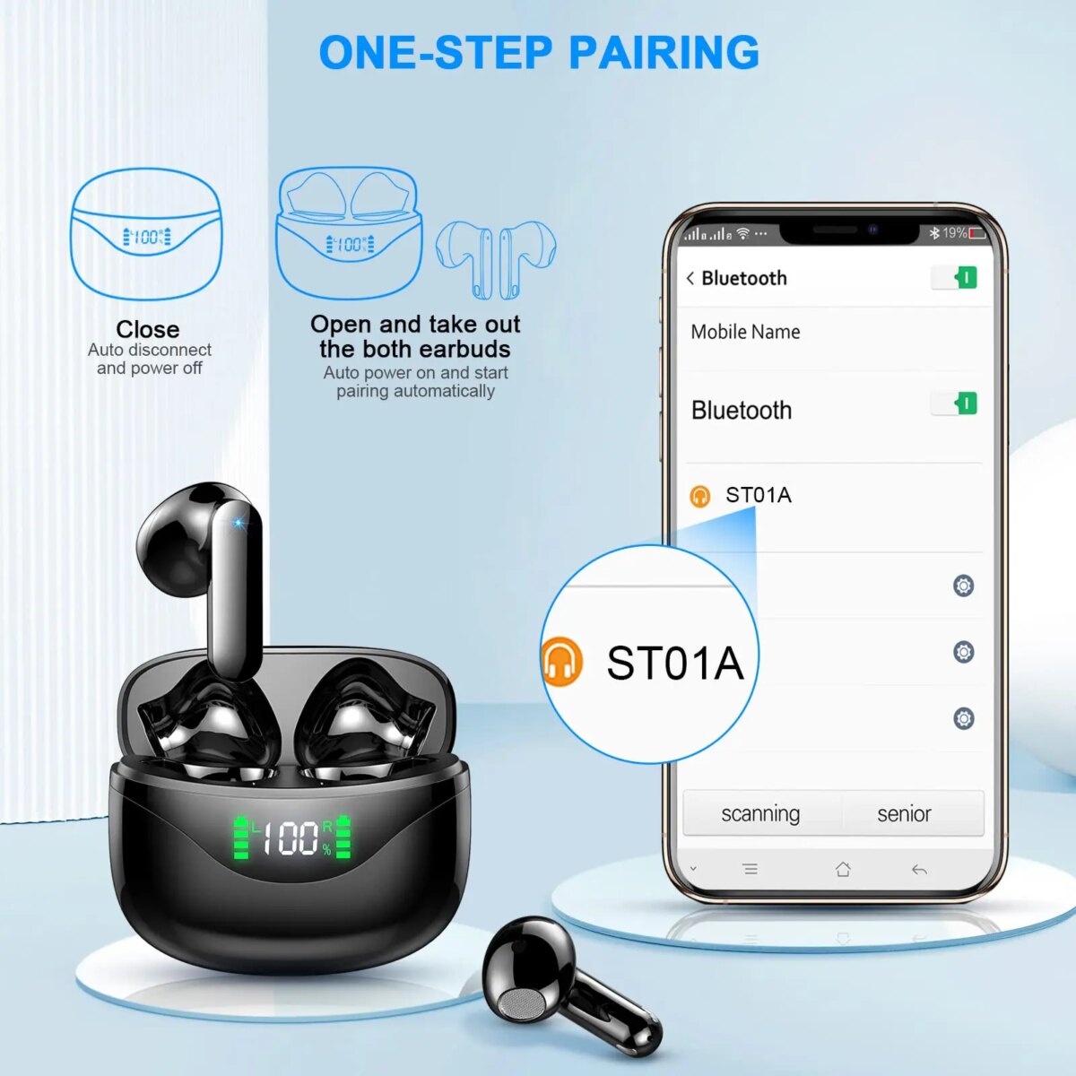 Wireless Earbuds, Bluetooth 5.3 Headphones Built in Noise Cancelling Mic, 36H Playtime LED Display Wireless Earphones. 3 - 5 Days Free Delivery Only UK - Image 6