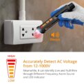 Neoteck 12-1000V AC Non-Contact Voltage Tester Detector with Led Flashlight Buzzer Alarm Live/Null Wire Judgment- Black: 3 - 5 Days Free Delivery Only UK - Image 2