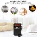 Portable Mini Radio Full Band FM/AM/SW Battery Operated Radio Player with Telescopic Antenna Emergency Radio Built-in Speaker: 3 - 5 Days Free Delivery Only UK - Image 3
