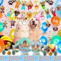 Puppy Birthday Party Supplies for Kids,97pcs Birthday Party Supplies&Tableware Set Dog Party Plates Cups Napkins Banner Balloon: 3 - 5 Days Free Delivery Only UK - Image 3