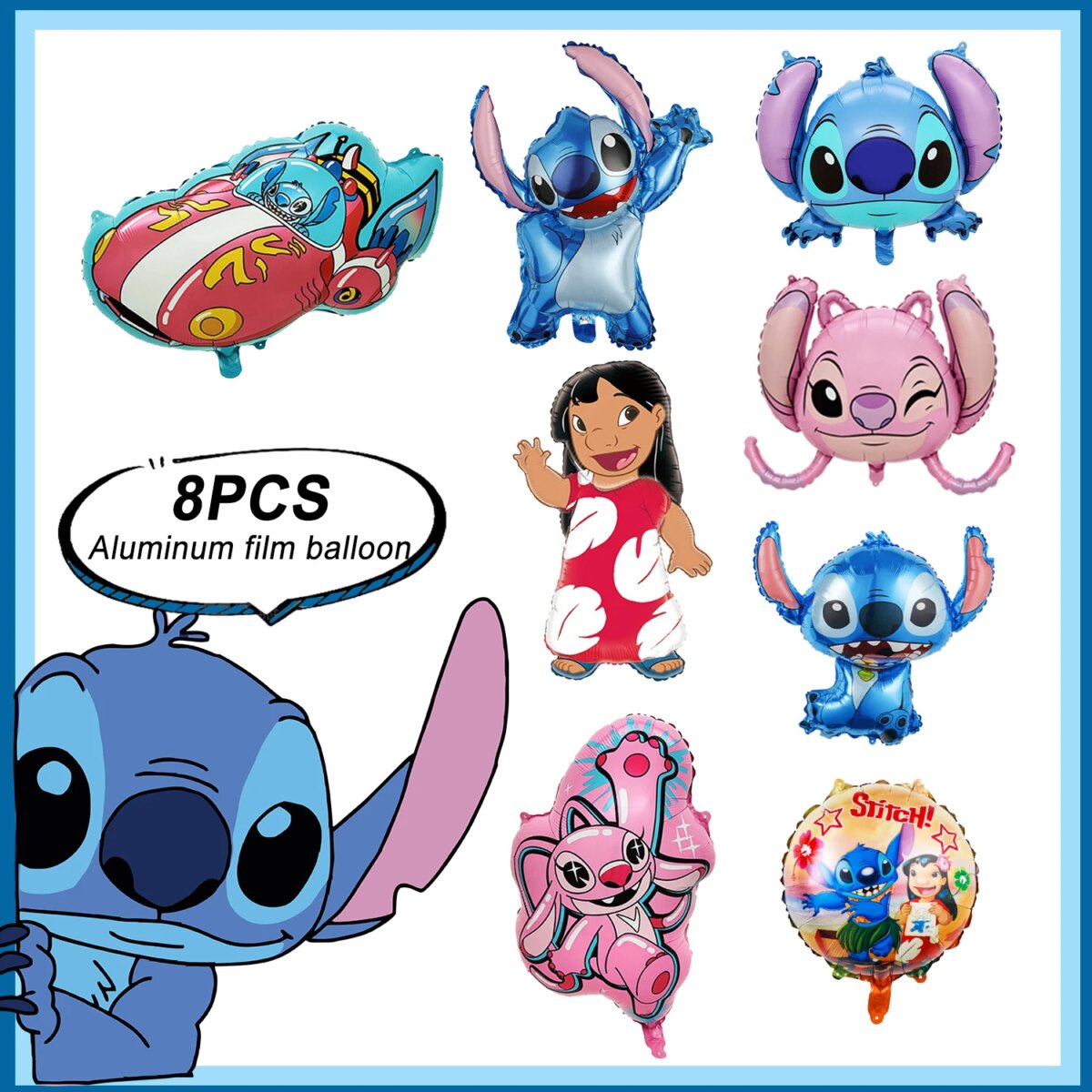 Stitch Party Decorations,8pcs Stitch Party Foil Balloons-Stitch Foil Balloons&Lilo Angel Foil Balloons for Stitch Party: 3 - 5 Days Free Delivery Only UK - Image 6