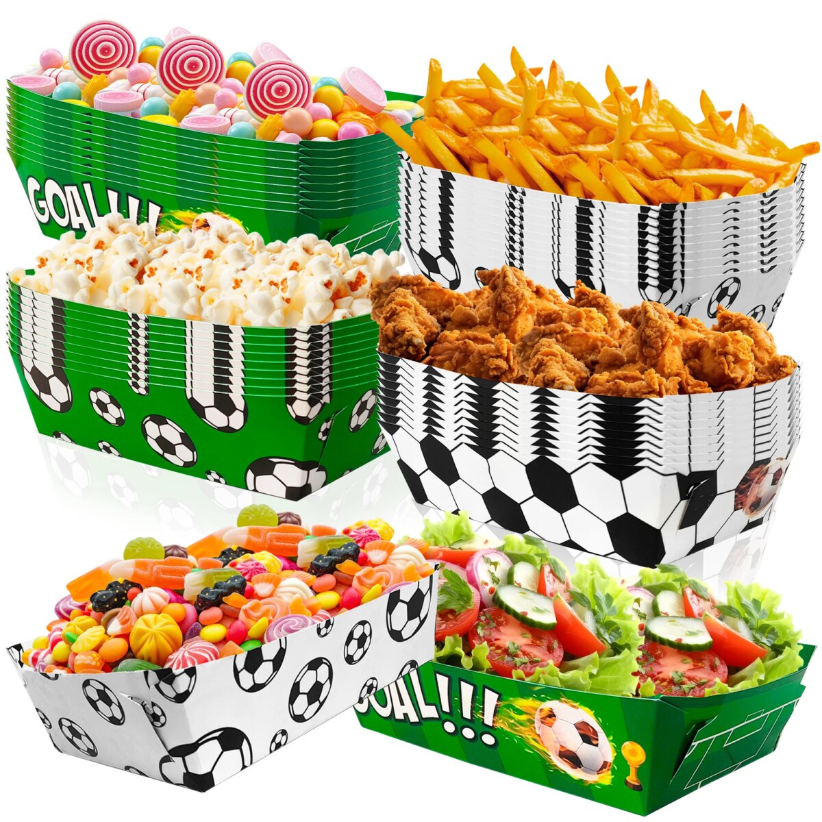 Soccer Birthday Serving Tray, 36pcs Soccer Paper Trays/Soccer Snack Tray/Soccer Party Food Trays, Soccer Party Nachos Food Boats: 3 - 5 Days Free Delivery Only UK - Image 1