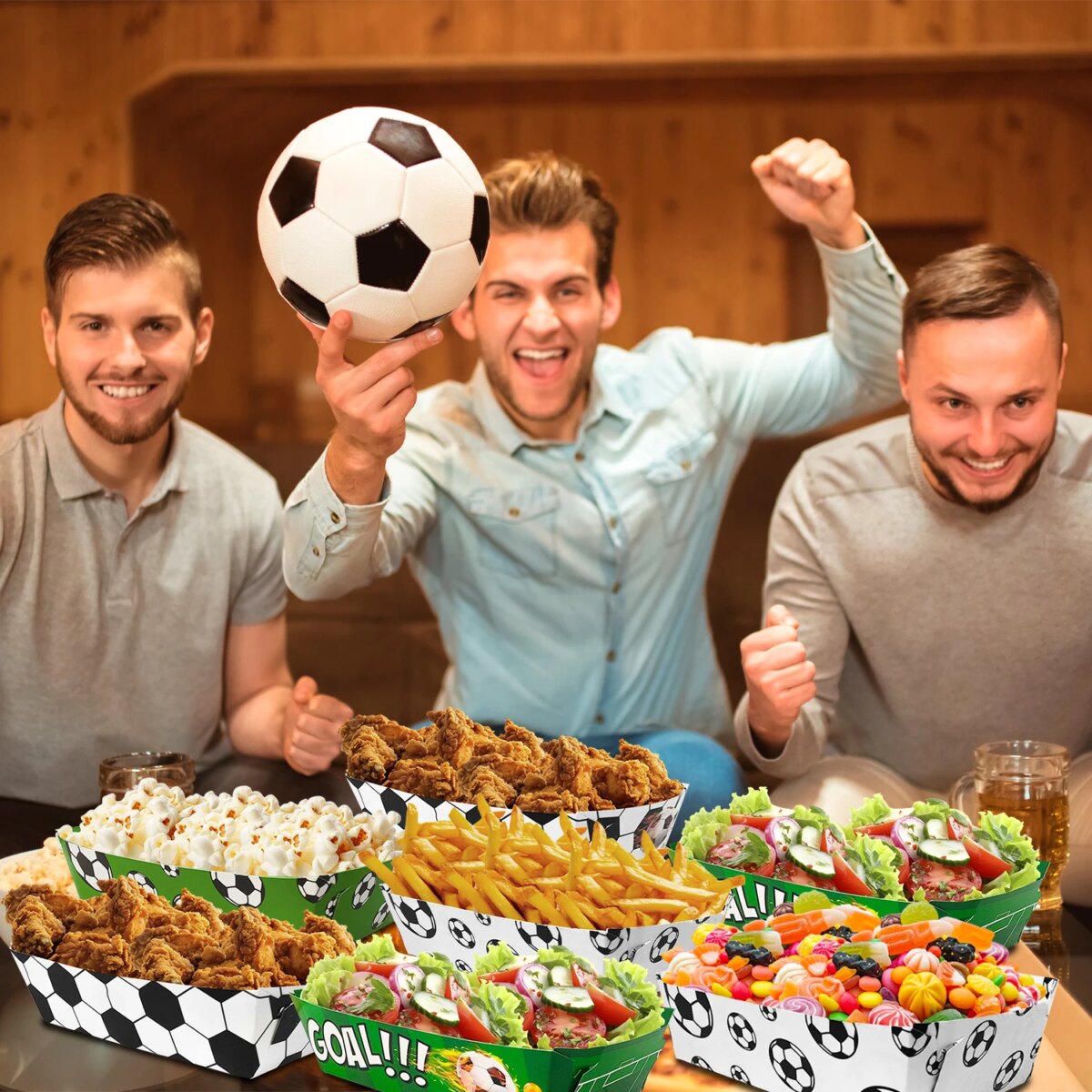 Soccer Birthday Serving Tray, 36pcs Soccer Paper Trays/Soccer Snack Tray/Soccer Party Food Trays, Soccer Party Nachos Food Boats: 3 - 5 Days Free Delivery Only UK - Image 2