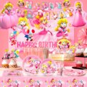 Cartoon Peach Birthday Party Supplies, 114pcs Cartoon Peach Party Decorations & Tableware Set - Party Plates and Napkins Cups: 3 - 5 Days Free Delivery Only UK - Image 5