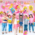 Cartoon Peach Birthday Party Supplies, 114pcs Cartoon Peach Party Decorations & Tableware Set - Party Plates and Napkins Cups: 3 - 5 Days Free Delivery Only UK - Image 4