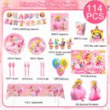 Cartoon Peach Birthday Party Supplies, 114pcs Cartoon Peach Party Decorations & Tableware Set - Party Plates and Napkins Cups: 3 - 5 Days Free Delivery Only UK - Image 6