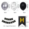Happy Birthday Banner, Black and silver Party Decorations Happy Birthday Bunting Banners, 12 inch Happy Birthday Balloons Perfect: 3 - 5 Days Free Delivery Only UK - Image 5