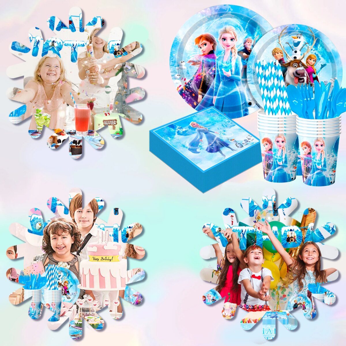 Elsa Birthday Party Supplies, 144pcs Frozen Party Decorations&Tableware-Plates Napkins Banner etc Frozen Birthday Party Supplies: 3 - 5 Days Free Delivery Only UK - Image 5