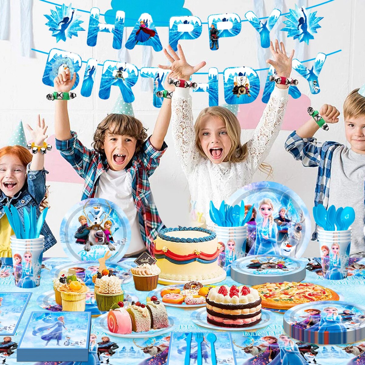 Elsa Birthday Party Supplies, 144pcs Frozen Party Decorations&Tableware-Plates Napkins Banner etc Frozen Birthday Party Supplies: 3 - 5 Days Free Delivery Only UK - Image 3