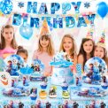 Disney Frozen Party Supplies,172pcs Frozen Party Decorations&Tableware-Banner Balloons Plates etc Frozen Birthday Party Supplies: 3 - 5 Days Free Delivery Only UK - Image 2